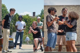 Students on stage performing their comedy bits